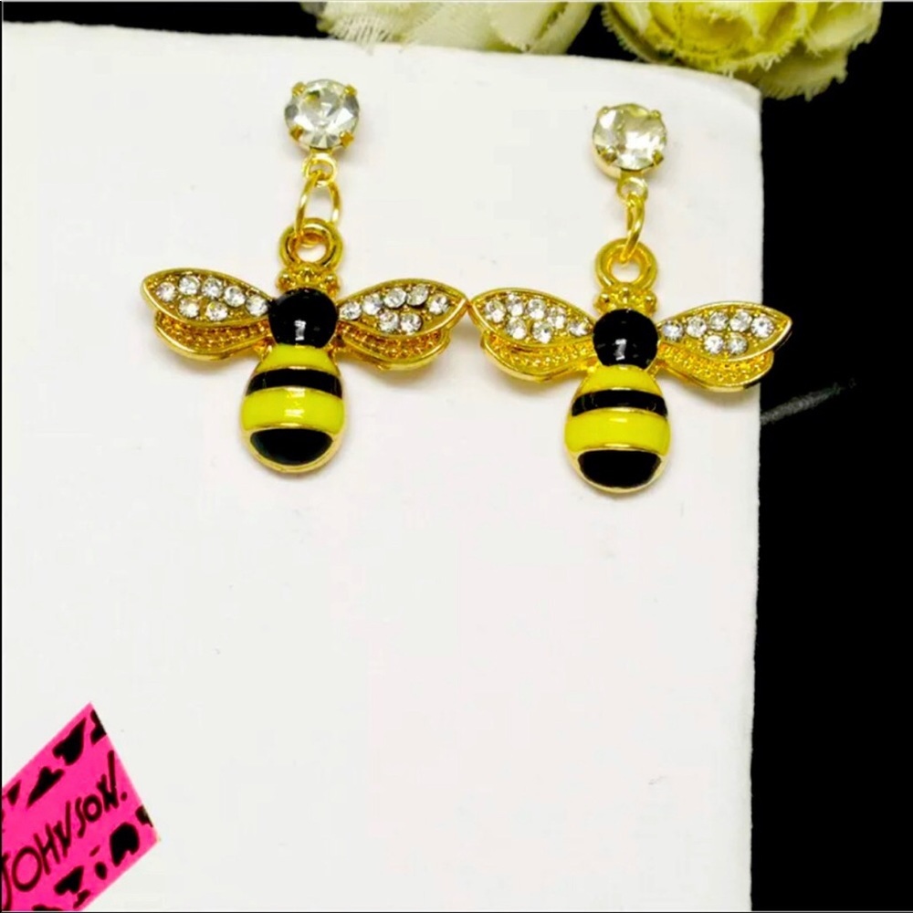 Crystal honey bee earrings NEW with tags
